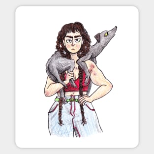 Farmer Girl and Greyhound Sticker